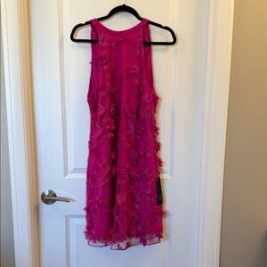 Adrianna Papell Vibrant Pink Embroidered Dress